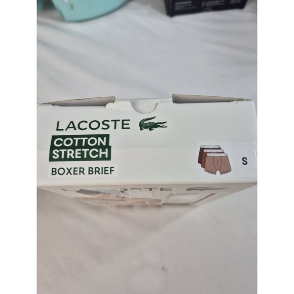 Lacoste Men's Boxer Briefs Size S Cotton Stretch 3 pack Brown Tan Rust - Picture 3 of 5